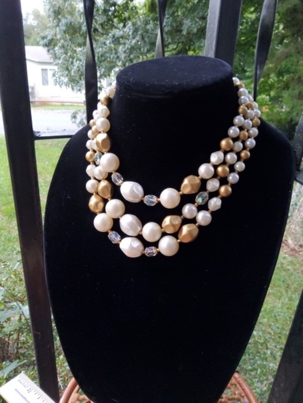 Vintage Japan three strand necklace.